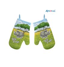 Airborne wild Kenya rhino print mittens